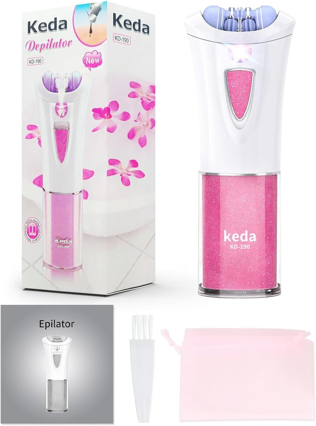 Skin Epilator, 2025 New Hair Remover for Women with LED Light, Portable Epilator, Epilator for Face/Arm/Pubic/Leg/Body/Finger/Bikini Area Electric Hair Remover