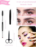 7Pcs Eyelash Comb Brush Tools Eyebrow Brush Comb Eyelash Separator Tool Professional Eye Brow Spoolie Brushes for Makeup Grooming Eyelash Curler Silicone Refill Pads Tweezers Scissors
