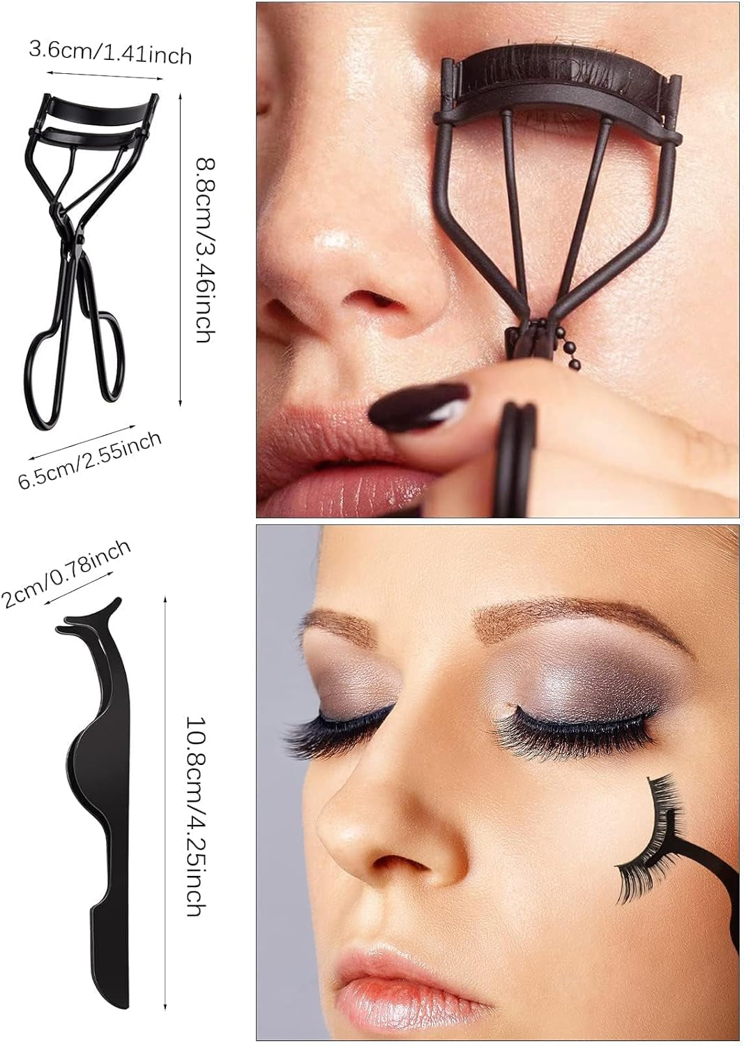 7Pcs Eyelash Comb Brush Tools Eyebrow Brush Comb Eyelash Separator Tool Professional Eye Brow Spoolie Brushes for Makeup Grooming Eyelash Curler Silicone Refill Pads Tweezers Scissors