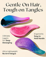 Detangler Brush & Comb Set - Lightweight Wide Tooth Detangling Tool for Women & Kids - Smooths Curly, Straight, Dry, Fine, & Thick Hair, Purple