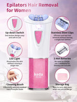 Skin Epilator, 2025 New Hair Remover for Women with LED Light, Portable Epilator, Epilator for Face/Arm/Pubic/Leg/Body/Finger/Bikini Area Electric Hair Remover