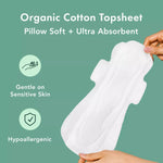 Rael Organic Cotton Cover Overnight Menstrual Fragrance Free Pads - Unscented - 12Ct