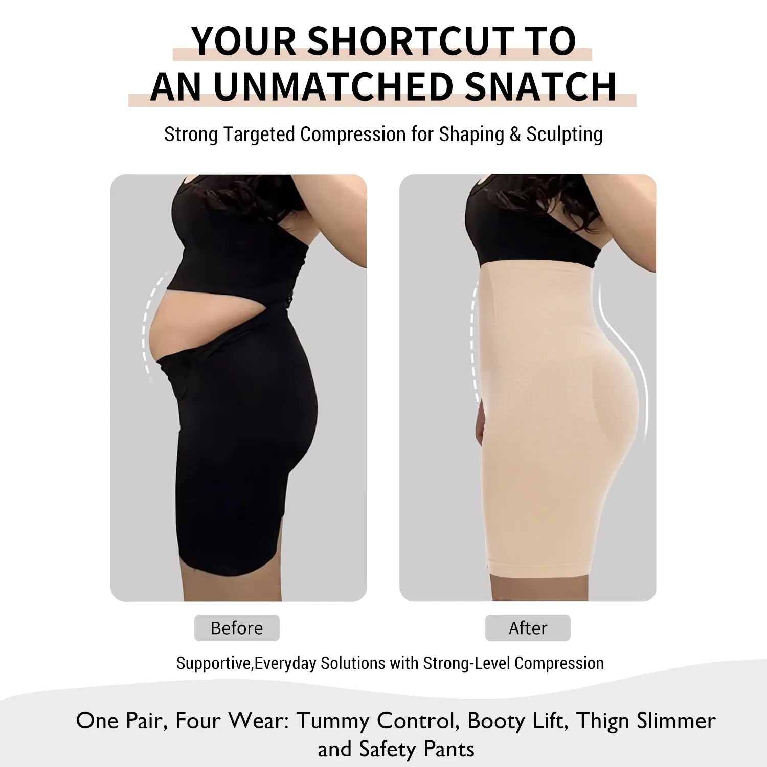 Women'S Shapewear Shorts High Waist Tummy Control Body Shaper Thigh Slimmer Slimming Panties