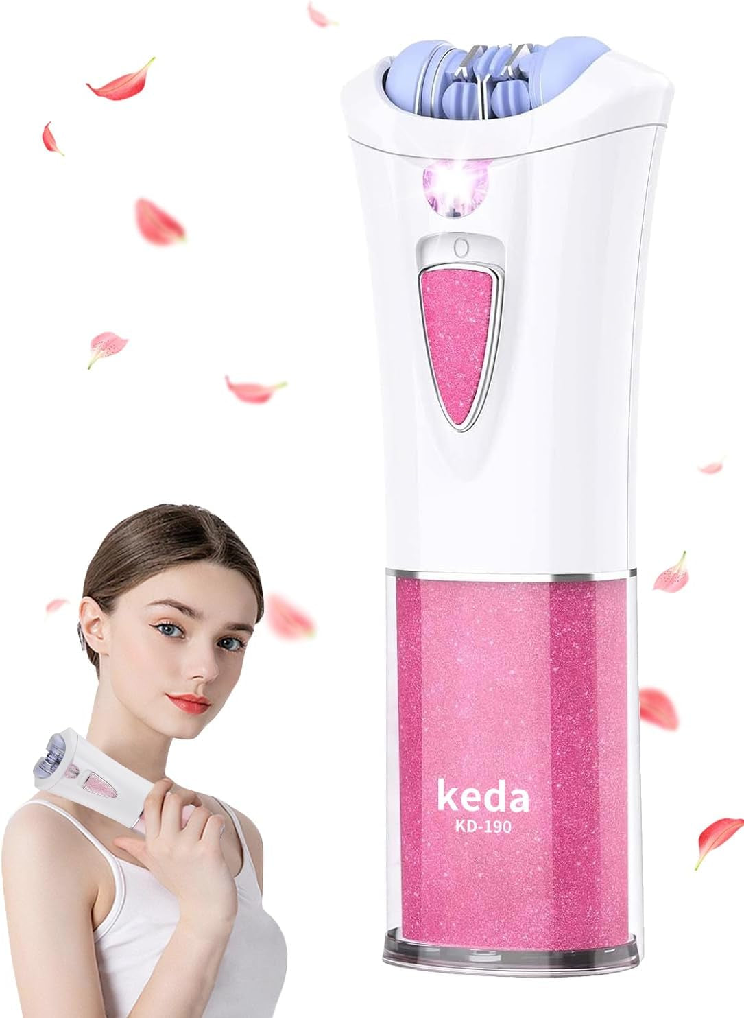 Skin Epilator, 2025 New Hair Remover for Women with LED Light, Portable Epilator, Epilator for Face/Arm/Pubic/Leg/Body/Finger/Bikini Area Electric Hair Remover