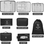 Packing Cubes 9 Set, Travel Packing Organizers with Large Toiletries Bag for Clothes Shoes, Black