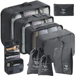 Packing Cubes 9 Set, Travel Packing Organizers with Large Toiletries Bag for Clothes Shoes, Black