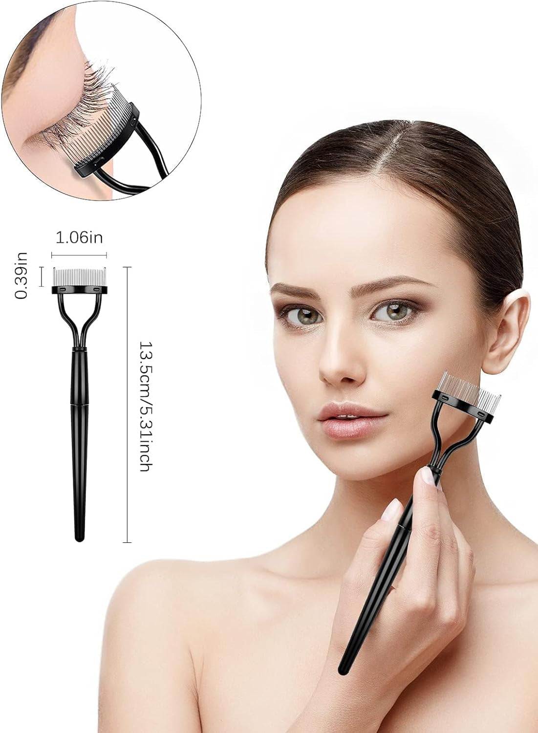7Pcs Eyelash Comb Brush Tools Eyebrow Brush Comb Eyelash Separator Tool Professional Eye Brow Spoolie Brushes for Makeup Grooming Eyelash Curler Silicone Refill Pads Tweezers Scissors
