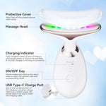 Neck Massager, 7-In-1 Multifunctional Facial Massager, Face Sculpting Tool for Skin Care, At-Home Face Tool with Vibration and Thermal, White