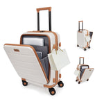 Carry on Luggage 22 X 14 X 9 Airline Approved Lightweight Hardside Spinner Luggage with TSA Lock and Laptop Compartment, Beige, CY2431