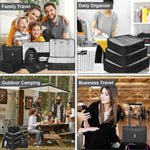 Packing Cubes 9 Set, Travel Packing Organizers with Large Toiletries Bag for Clothes Shoes, Black