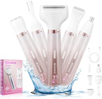 Electric Razors Shavers for Women, Bikini Trimmer 5 in 1 Lady Electric Shaver Razor Wet/Dry Face Razors for Face Nose Eyebrow Arms Armpit Legs Pubic Hair Area Painless Facial Hair Removal for Women
