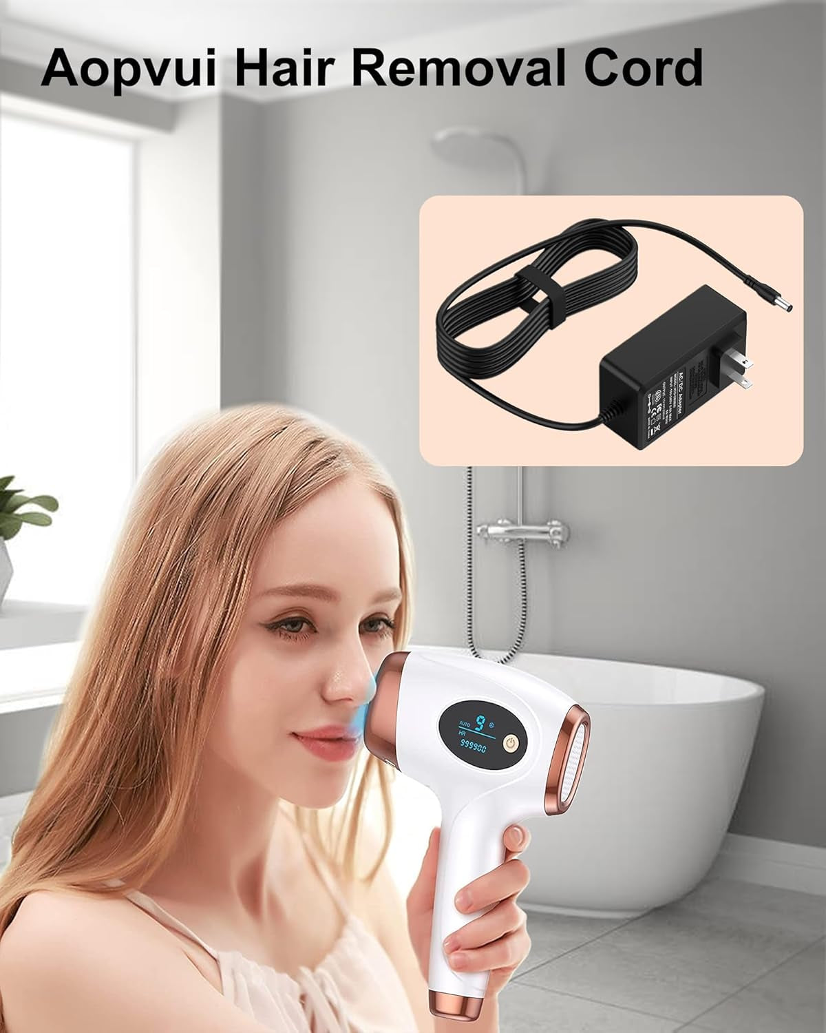 24V 1.5A Replacement for IPL Laser Hair Removal Charger, Compatible with Laser Permanent 3-In-1 Aopvui Laser Hair Removal, Compatible with Laser Hair Removal Device 999900 Flashes Aopvui IPL