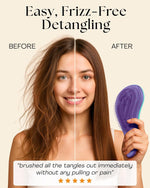 Detangler Brush & Comb Set - Lightweight Wide Tooth Detangling Tool for Women & Kids - Smooths Curly, Straight, Dry, Fine, & Thick Hair, Purple