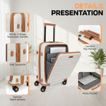 Carry on Luggage 22 X 14 X 9 Airline Approved Lightweight Hardside Spinner Luggage with TSA Lock and Laptop Compartment, Beige, CY2431