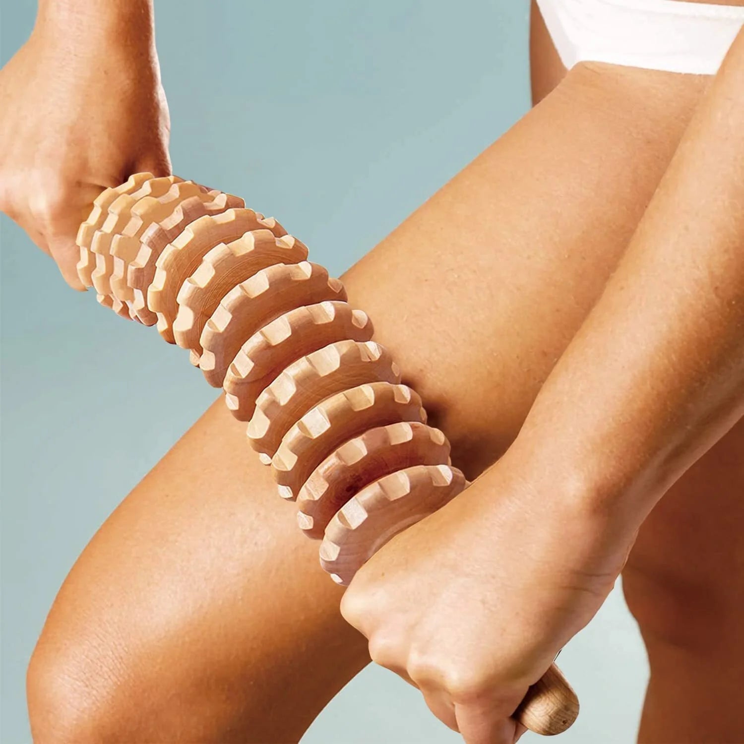 Curved Wooden Massage Stick Roller for anti Cellulite Lymphatic Drainage,Wood Manual Self Therapy Massage Tools for Muscle Deep Tissue,Body Massager for Back Pain Relief Waist Leg Sculpting