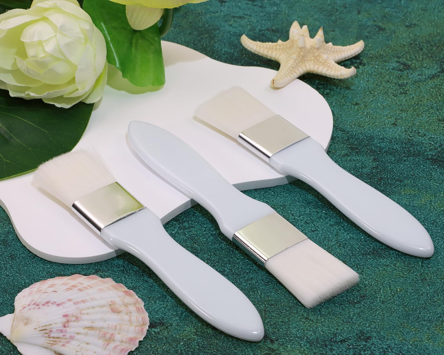 3Pcs Face Mask Brushes 5.19Inch Flexible Facial Mud Mask Applicator Tool for Face Beauty Skincare Body Lotion Moisturizers (White)