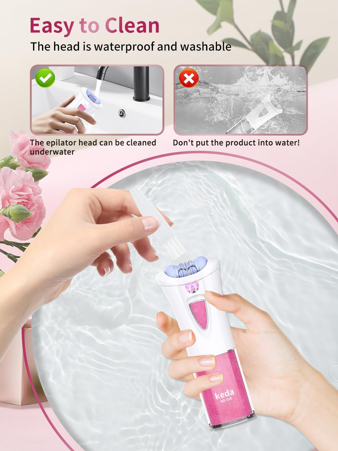 Skin Epilator, 2025 New Hair Remover for Women with LED Light, Portable Epilator, Epilator for Face/Arm/Pubic/Leg/Body/Finger/Bikini Area Electric Hair Remover