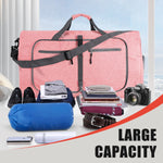 Travel Duffle Bag for Men Women, 80L Foldable Travel Duffel Bag with Shoes Compartment, 28" Extra Large Overnight Bag, Waterproof & Tear Resistant Weekender Bags (Pink)