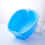 FQQF Large Plastic Foot Soaking Tub, Foot Massage Spa Bowl with Built-In Massager, Modern Design, Blue, 14.56 X 13 X 6 Inches