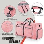 Travel Duffle Bag for Men Women, 80L Foldable Travel Duffel Bag with Shoes Compartment, 28" Extra Large Overnight Bag, Waterproof & Tear Resistant Weekender Bags (Pink)