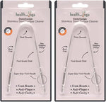 ™ Tongue Cleaner Scraper with Storage Bag - Hygienic, Surgical Grade, Non-Synthetic Grip – Sterilizable Tongue Brush Cleaner (Surgical Steel - 2 Pack)
