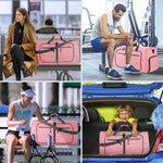 Travel Duffle Bag for Men Women, 80L Foldable Travel Duffel Bag with Shoes Compartment, 28" Extra Large Overnight Bag, Waterproof & Tear Resistant Weekender Bags (Pink)